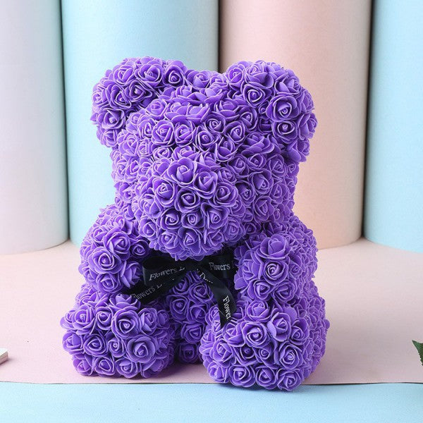 Cute Teddy Bear Rose Bear for Valentines or Whatever You Can Think of in Appreciation of Love Purple 35 cm